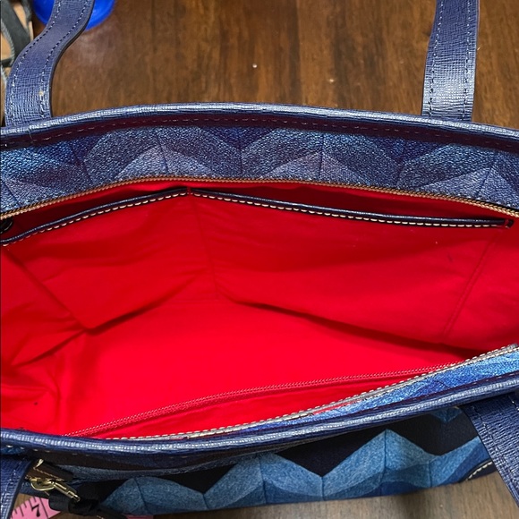 Dooney & Bourke Chevron Pattern Blue leather bag - Picture 12 of 14